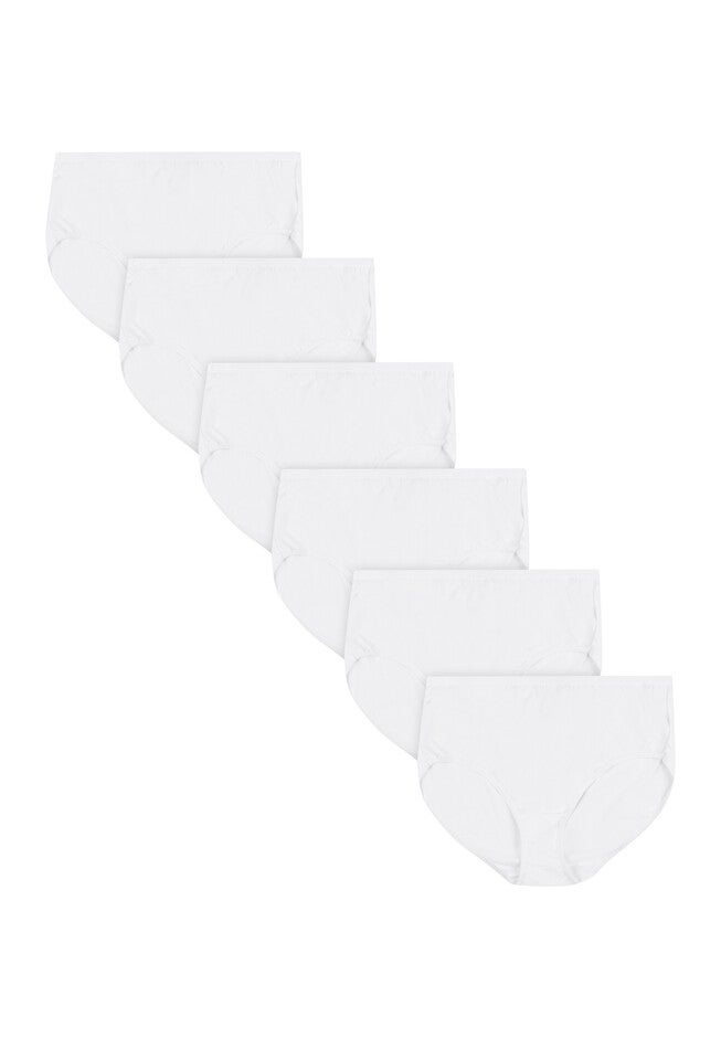 Women'S Cotton Brief Underwear 6-Pack, WHITE, hi-res image number 0