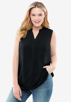 Sleeveless Tab-Front Tunic