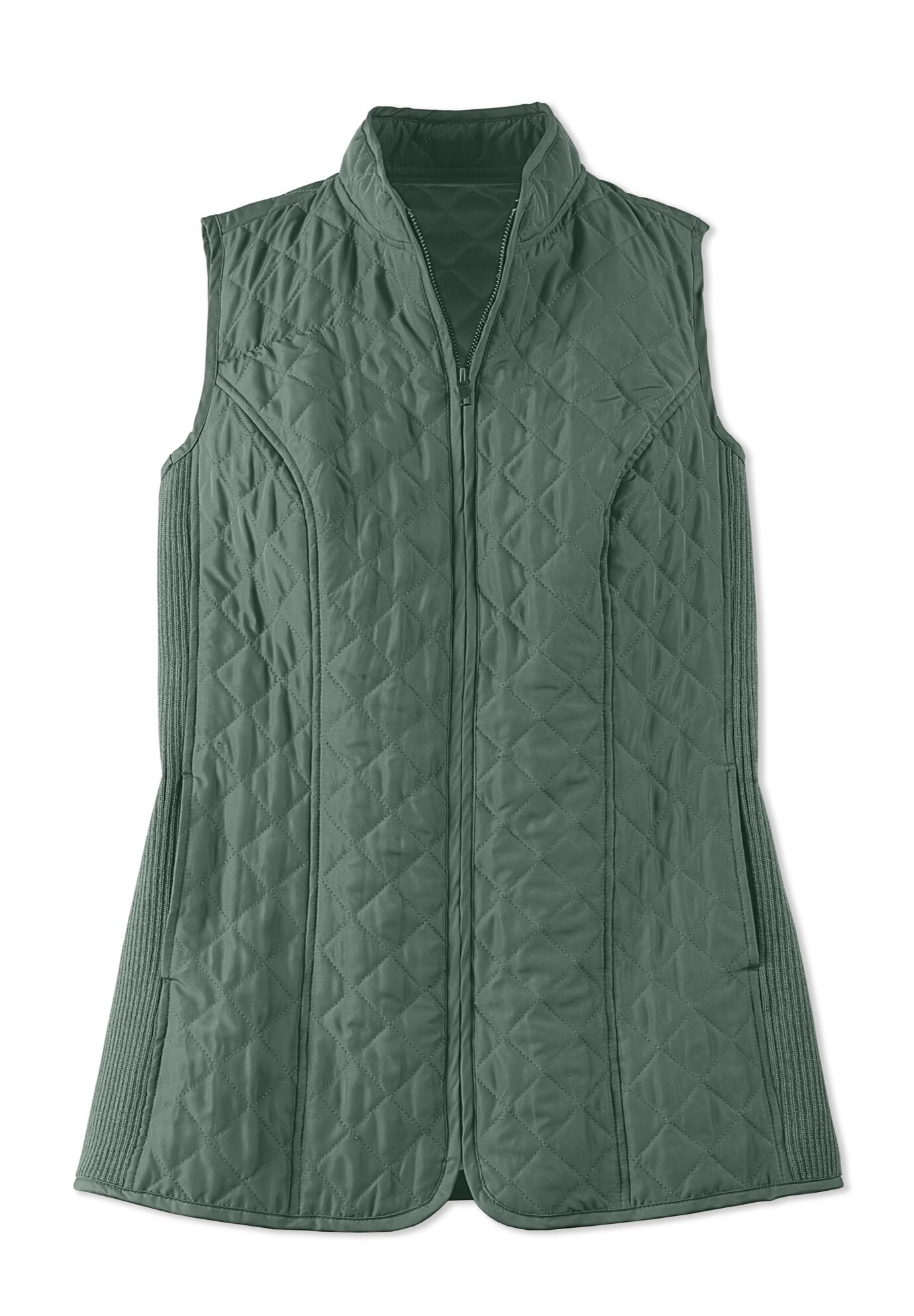 Zip-Front Quilted Vest, , alternate image number 4