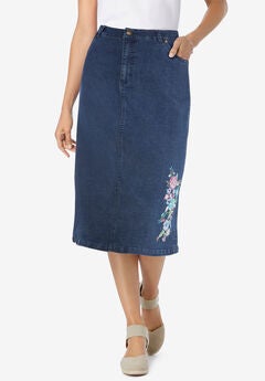 Stretch Denim Jean Skirt