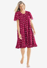 Short Floral Print Cotton Gown, POMEGRANATE FLOWERS, hi-res image number null