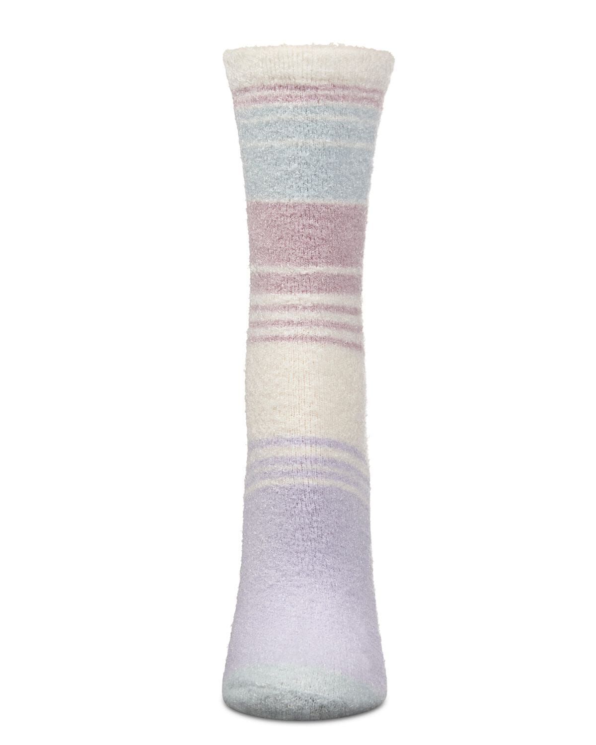 Women's Stripes Aloe Infused Crew Socks, LILAC, alternate image number 1