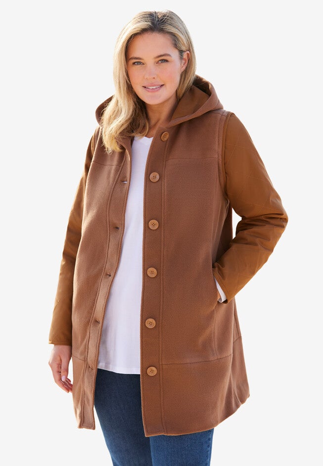 2-in-1 Fleece Jacket With Removable Sleeves, , alternate image number null