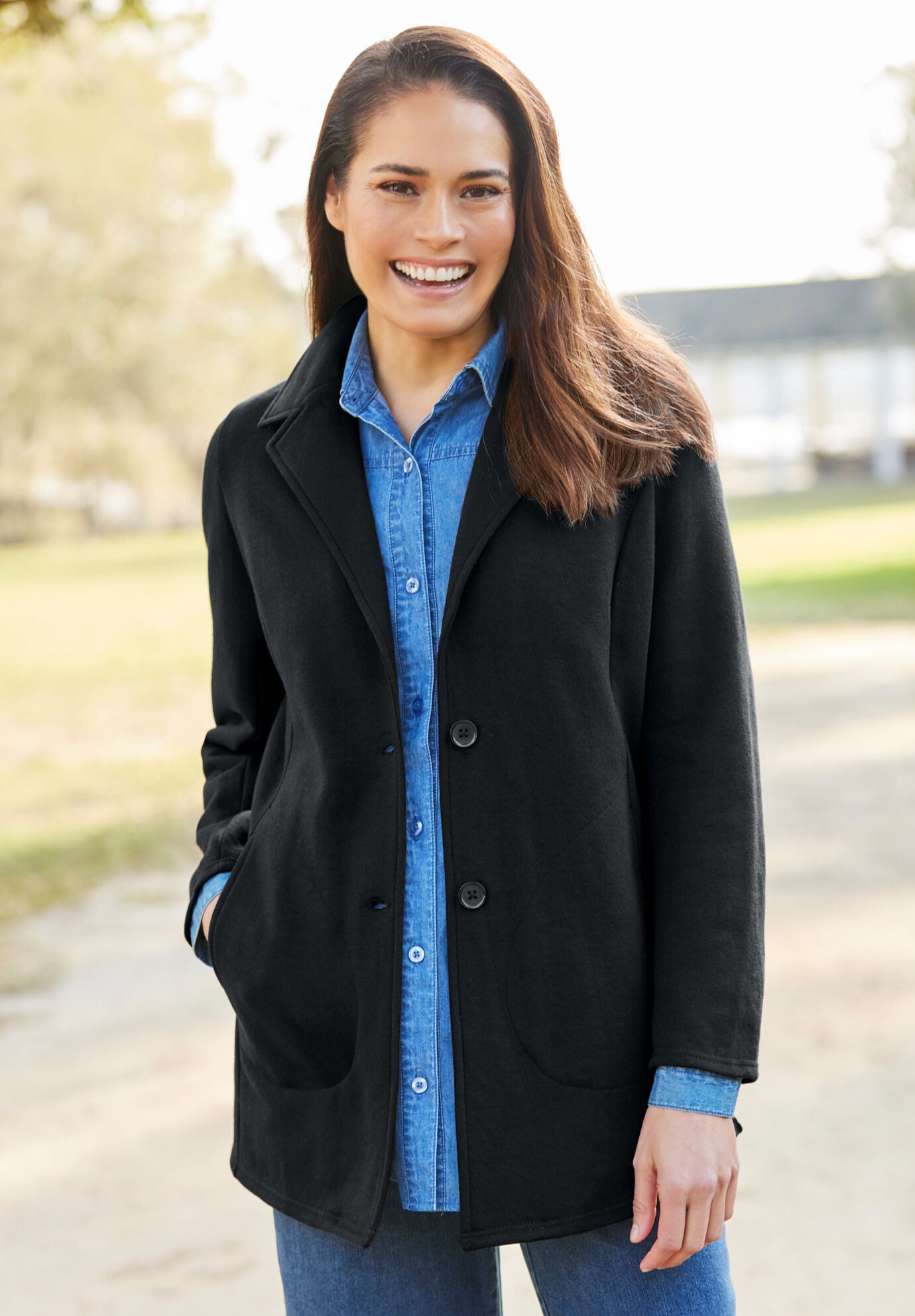 Womens navy knit best sale blazer