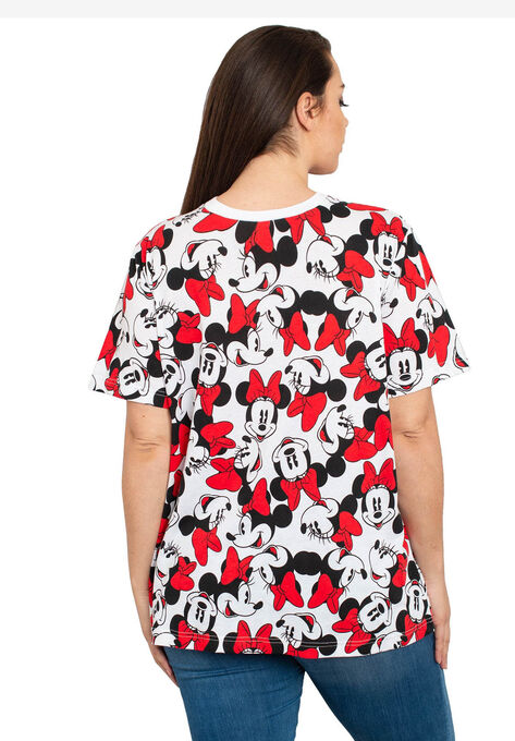 sessie Niet meer geldig cascade Disney Women's Minnie Mouse Faces Red Bows All-Over Print T-Shirt White |  Woman Within