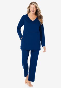 Plus Size Blue Cotton Pants