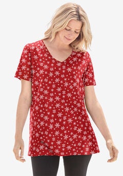 Perfect Printed Short-Sleeve V-Neck Tee