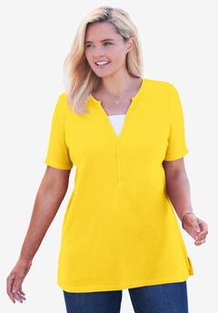 Split-Neck Henley Thermal Tee