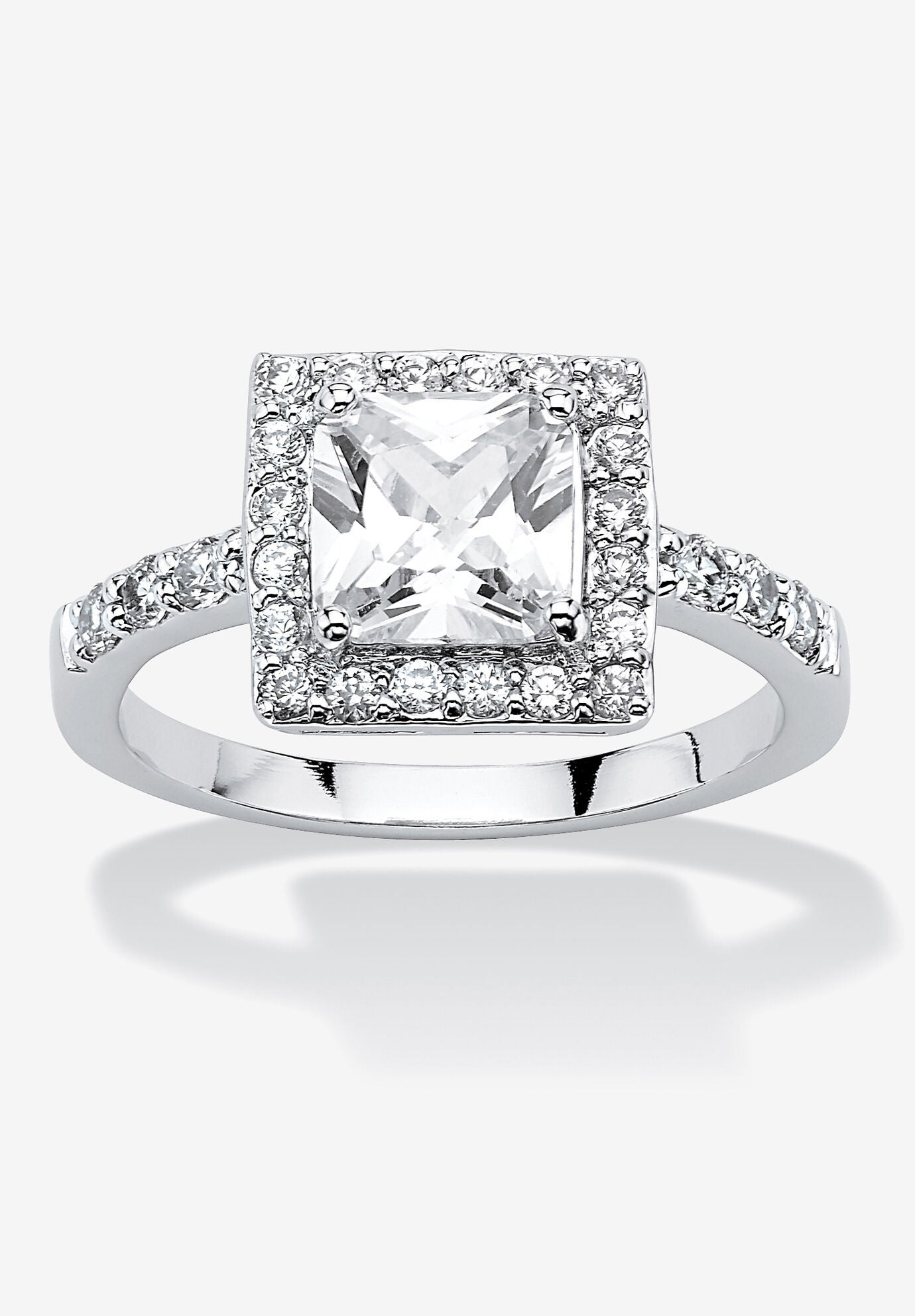 Simulated Birthstone and Crystal Halo Ring in Sterling Silver, APRIL, hi-res image number 0