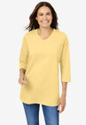 Perfect Printed Three-Quarter Sleeve V-Neck Tee, , alternate image number null