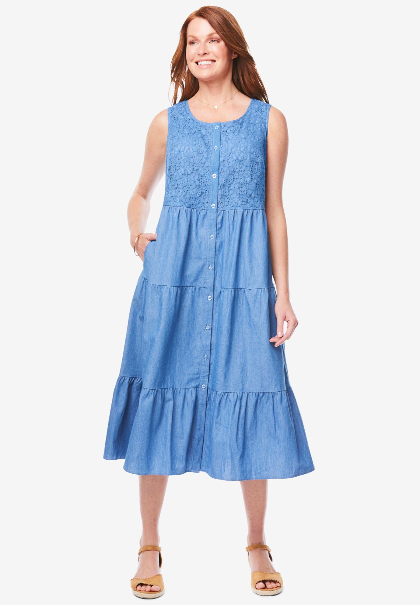 woman within denim dress