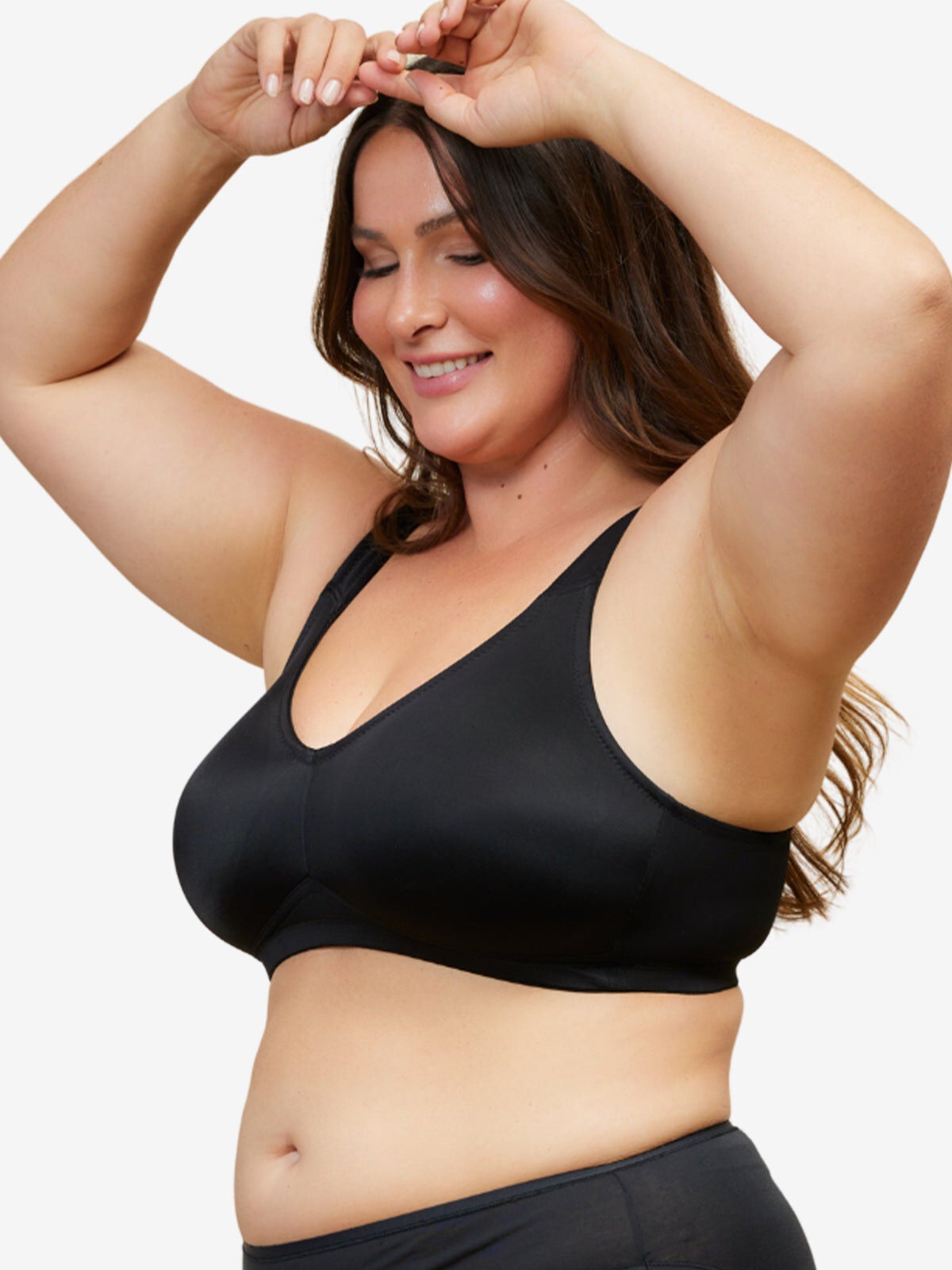 The Claire - Everyday Wirefree Comfort Bra, BLACK, alternate image number 2