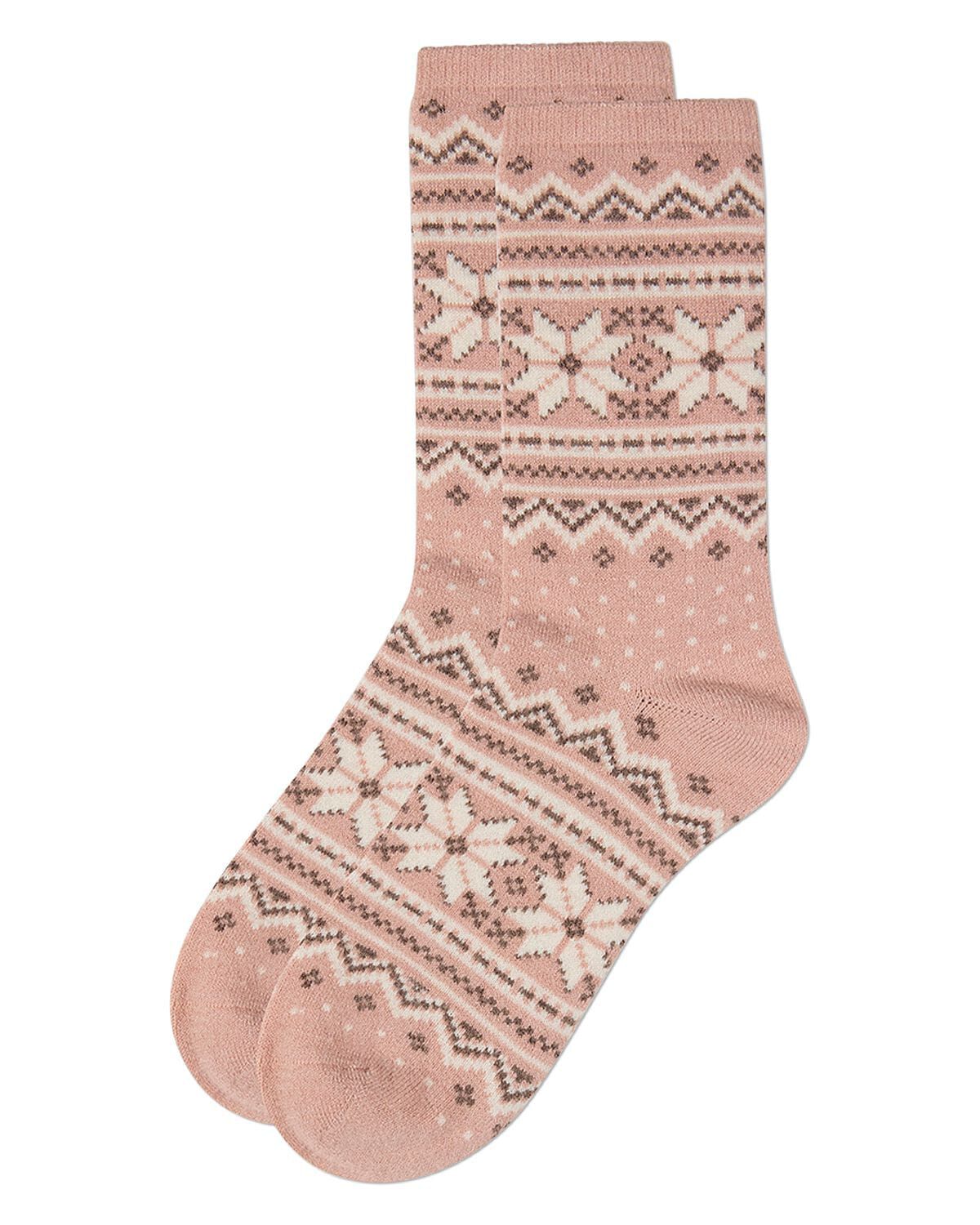 Women's Soft Fairisle Cashmere Blend Crew Socks, BLUSH, alternate image number 2