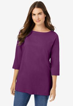 Perfect Three-Quarter Sleeve Boatneck Tee