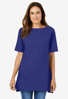 Perfect Short-Sleeve Boatneck Tunic