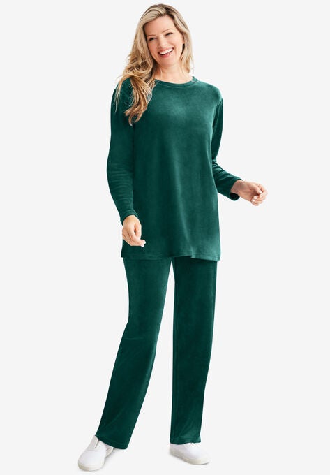 2-Piece Velour Set, EMERALD GREEN, hi-res image number null