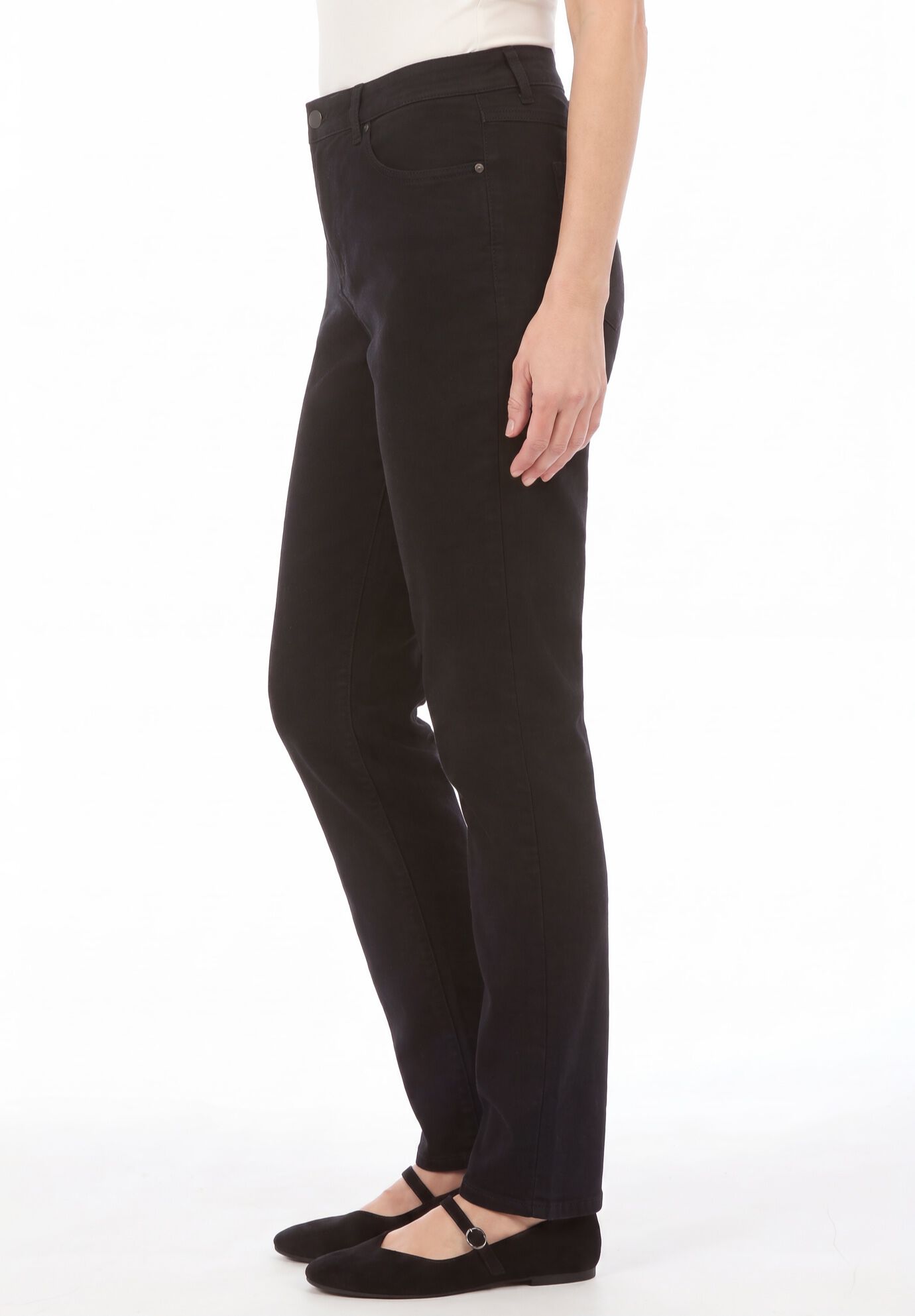 Stretch Straight-Leg Clean Jeans, BLACK DENIM, alternate image number 2
