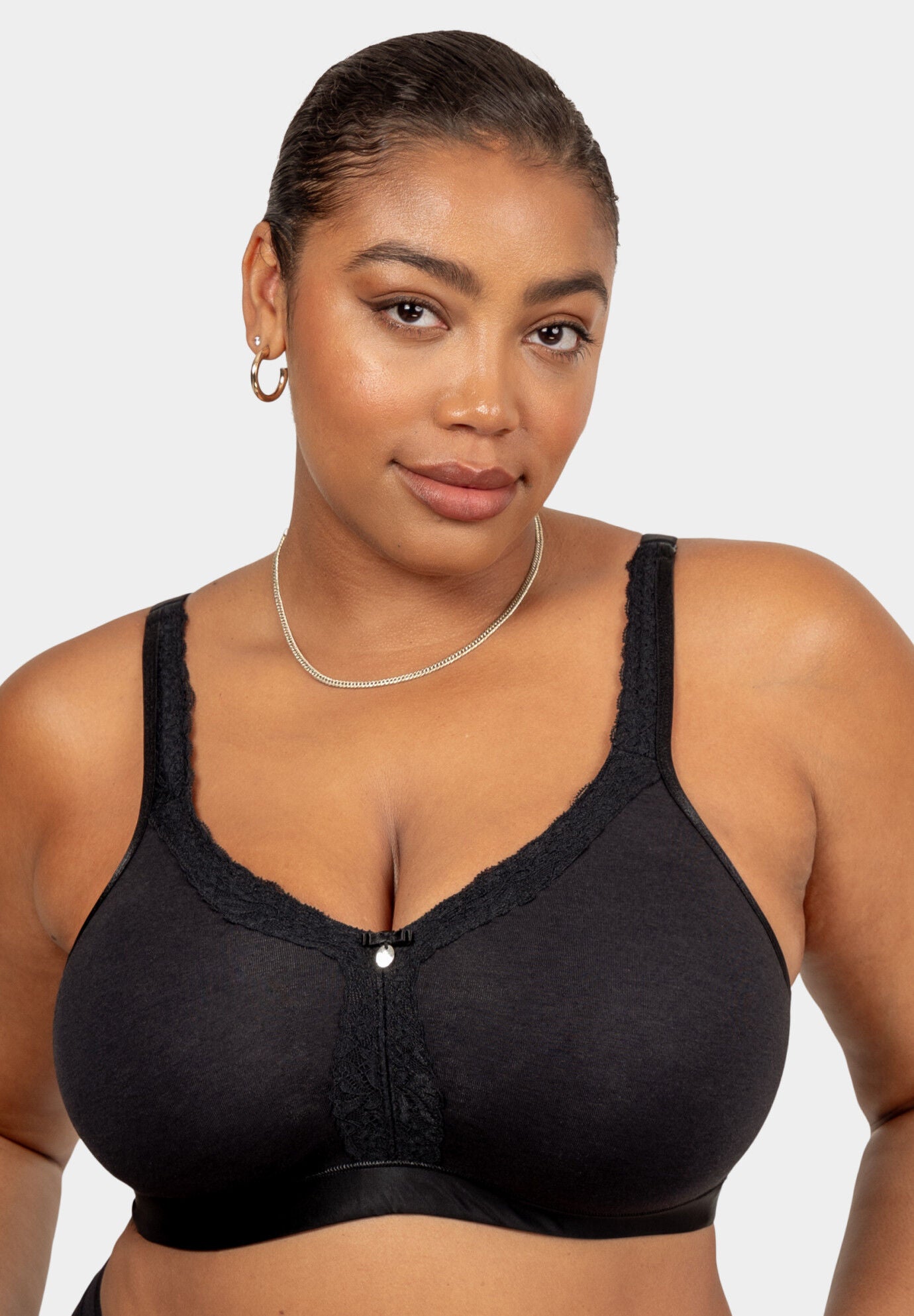 Cotton Luxe Unlined Wireless Bra, BLACK ON BLACK, hi-res image number 0
