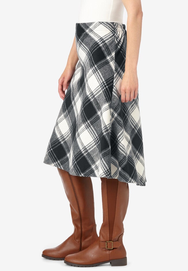 Back-Elastic Plaid Skirt, , alternate image number null