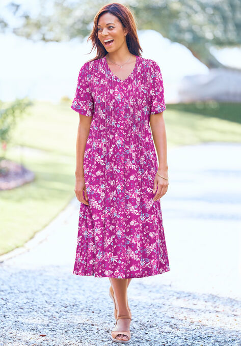 Short-Sleeve Button-Front Dress | Woman Within
