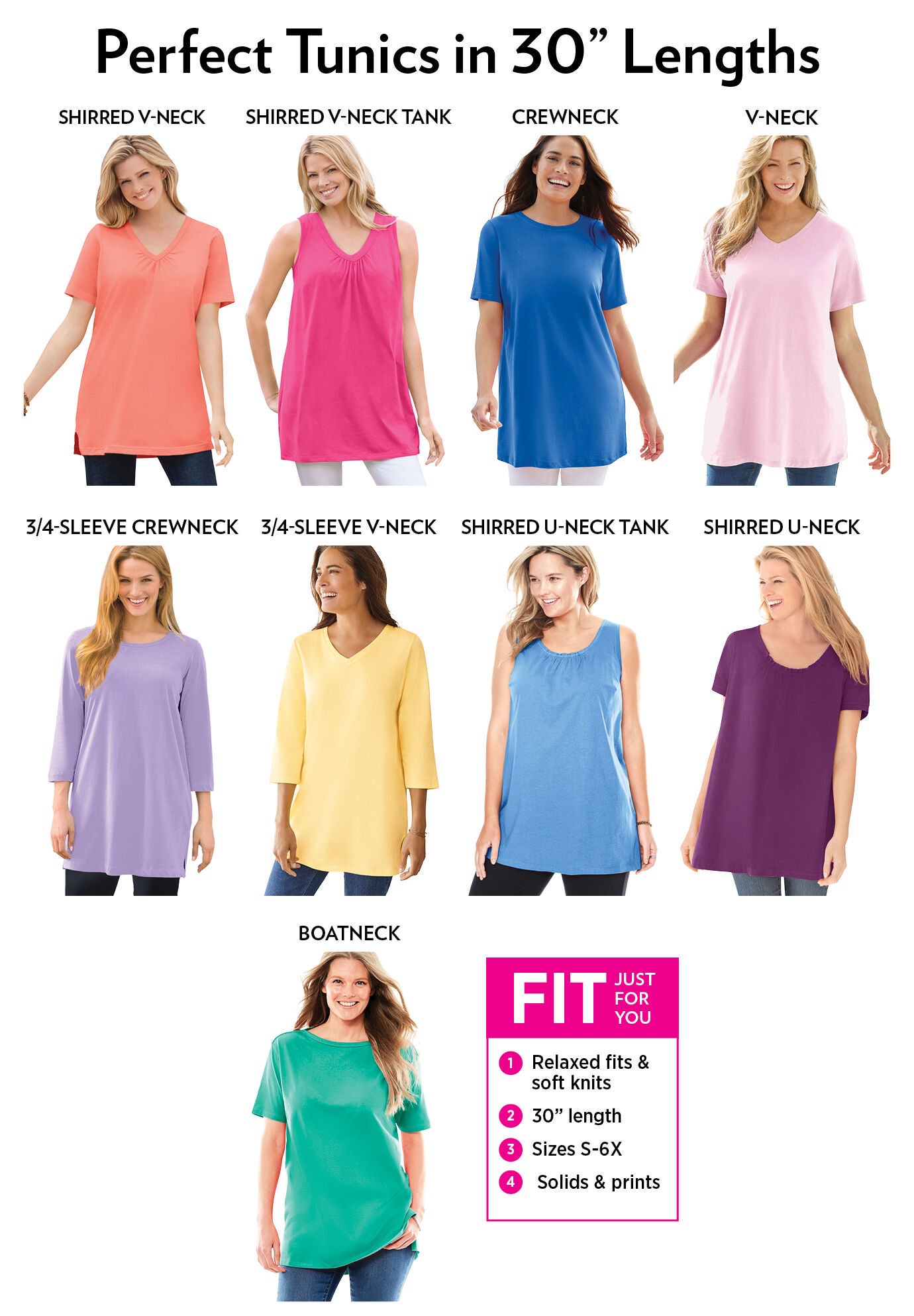 3/4 sleeve banded A line double layer tunic main image 1