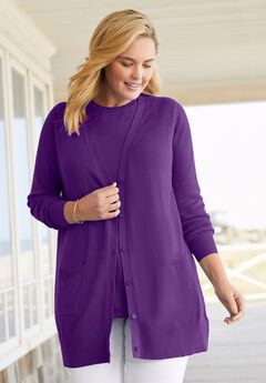 Perfect Longer-Length Cotton Cardigan Sweater