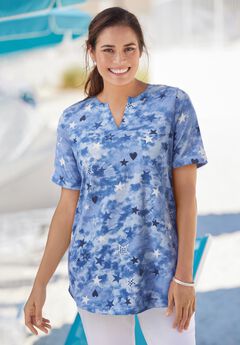 Short-Sleeve Notch-Neck Tee