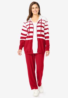 Striped Full Zip Jacket Set