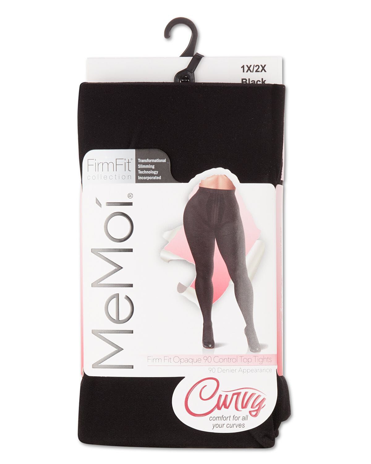 Women&#39;s FirmFit Opaque 90 Denier Control Top Tights, BLACK, alternate image number 3
