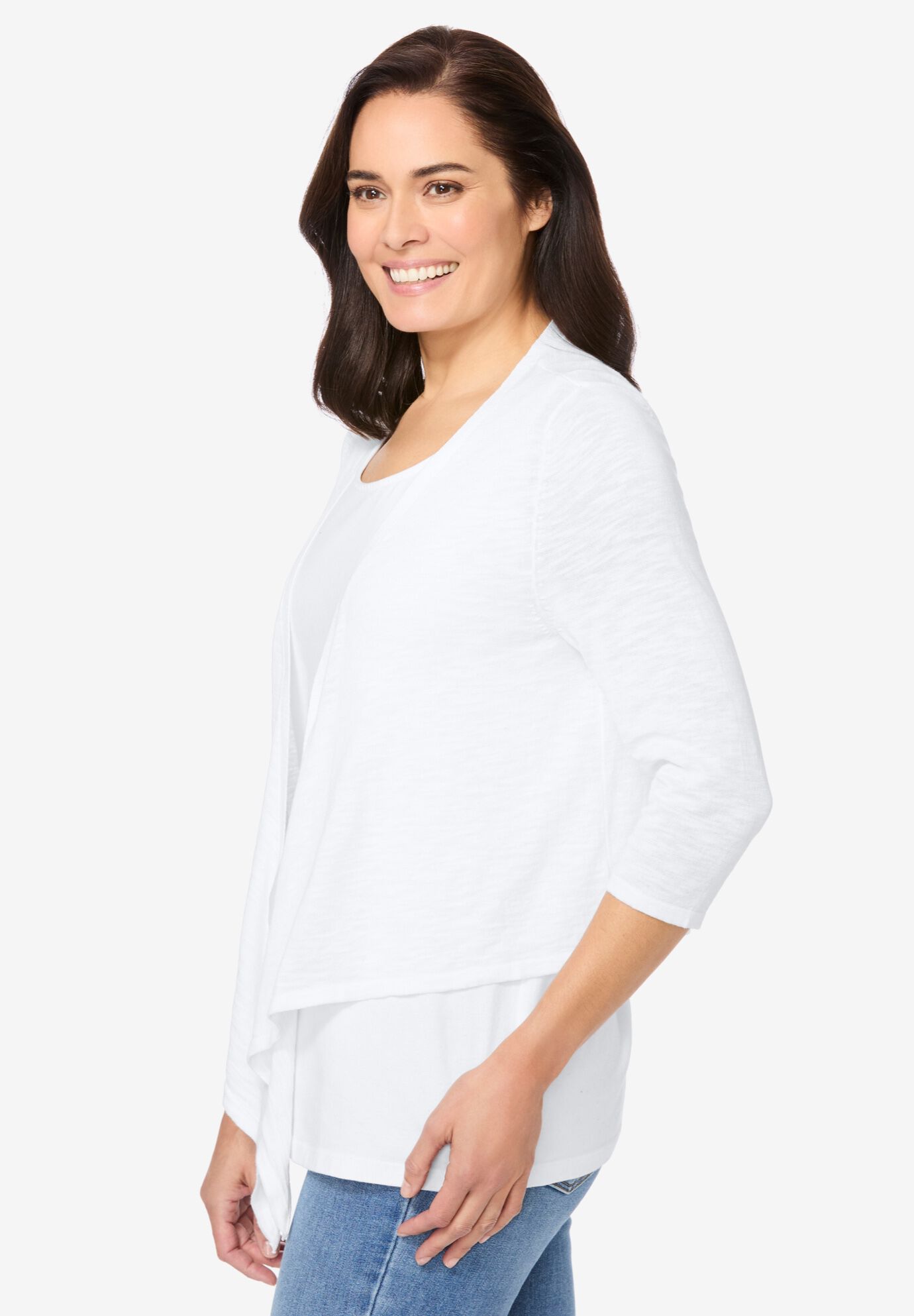 Versa-tie Cardigan, WHITE, alternate image number 2