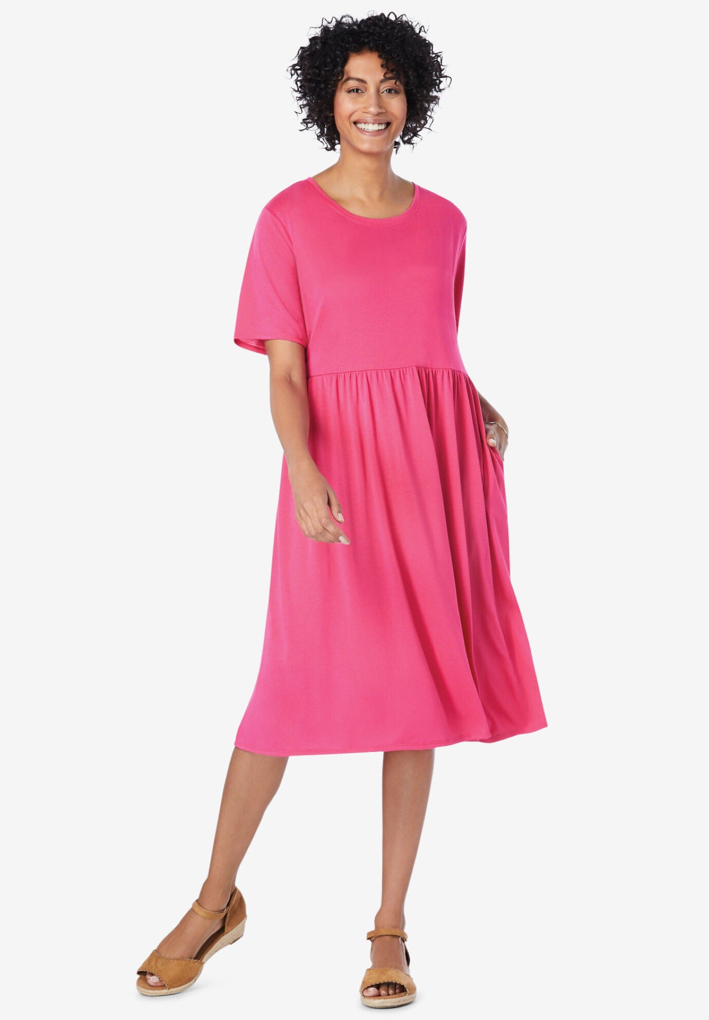 Empire Waist Sleeveless Dress with Pockets main image 0