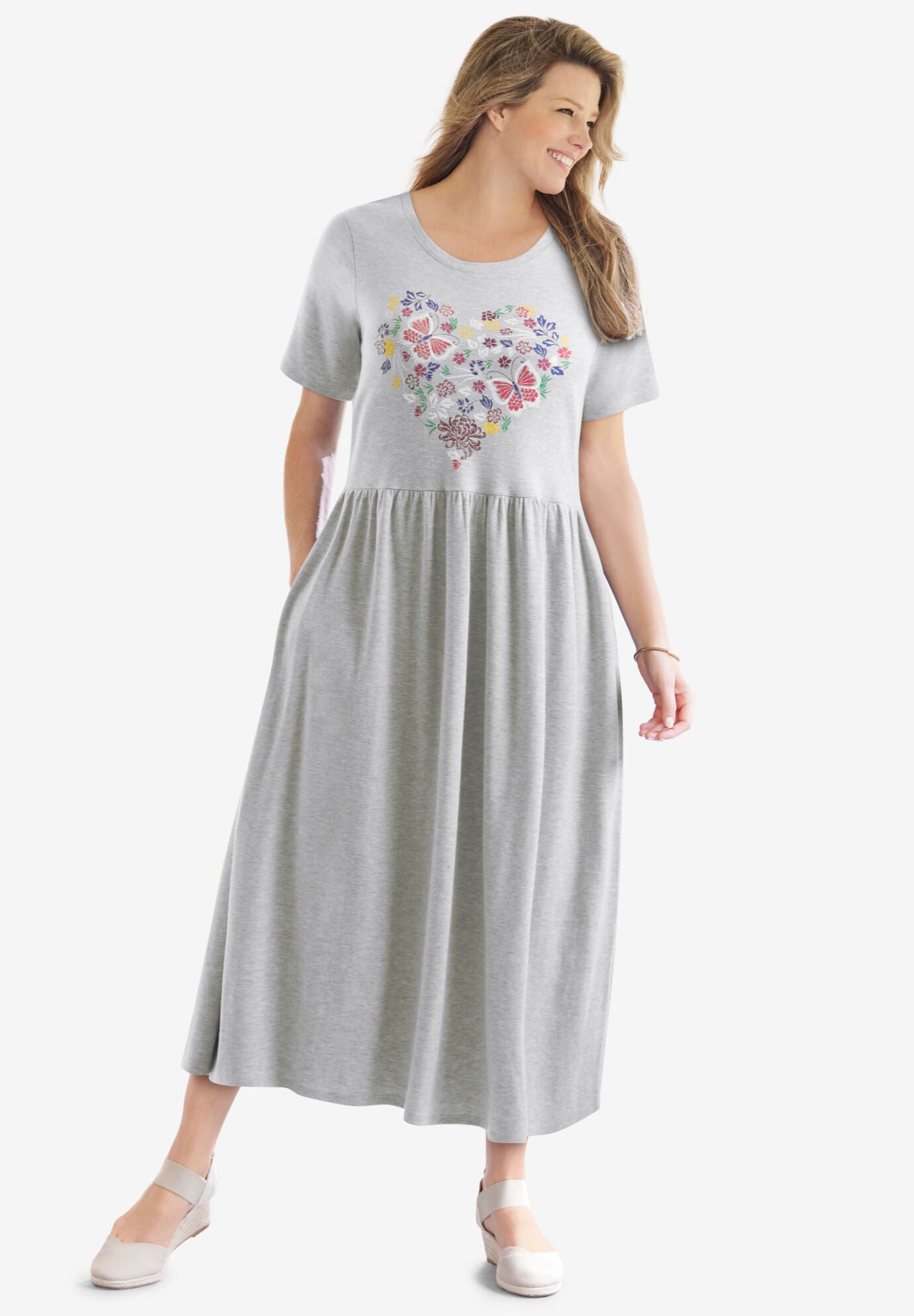 Short Sleeve Scoopneck Empire Waist Dress