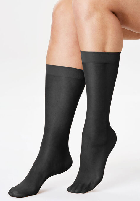 3-Pack Sheer Knee-High Socks , BLACK, hi-res image number null