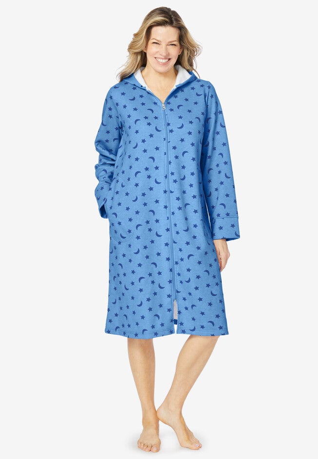 Blue Star Robe Soft-Touch Short Sweatshirt Robe with Hood, French Blue Star Moon ...