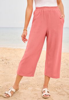 Wide-Leg Texture Knit Capri