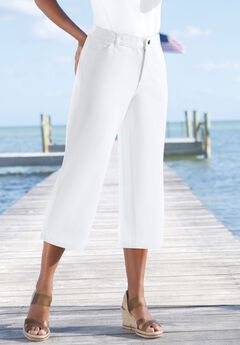 Perfect 5-Pocket Back-Elastic Denim Capri