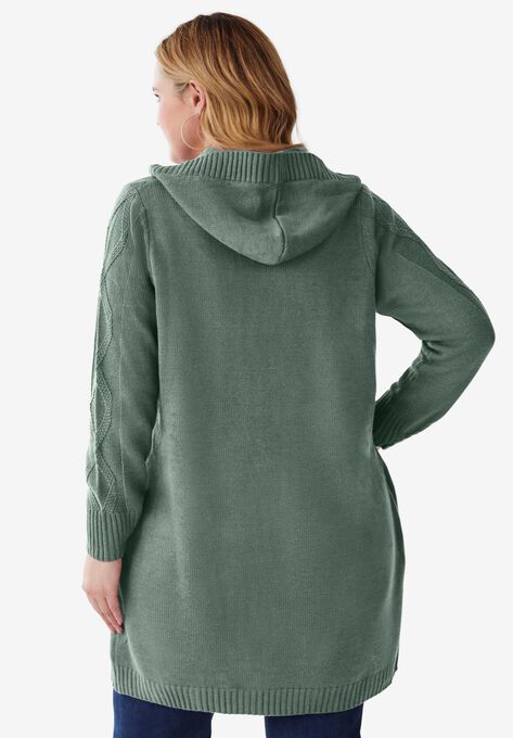 Hooded Cable Cardigan, , on-hover image number null