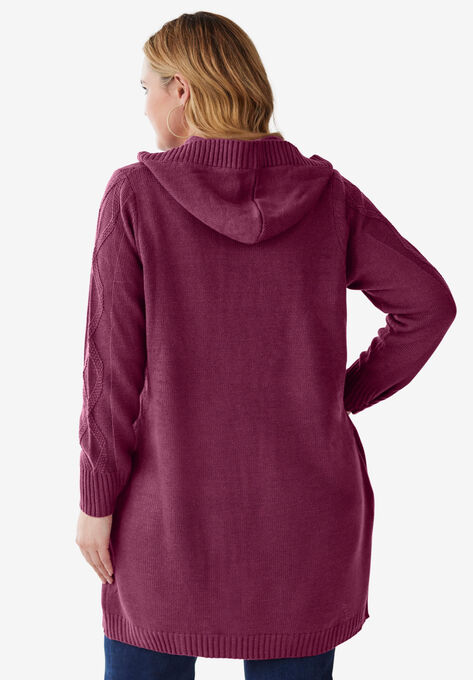 Hooded Cable Cardigan, , on-hover image number null