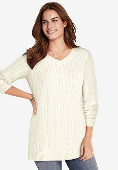Cable Knit V-Neck Pullover Sweater