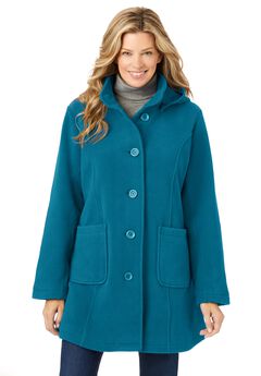 Hooded A-Line Fleece Coat