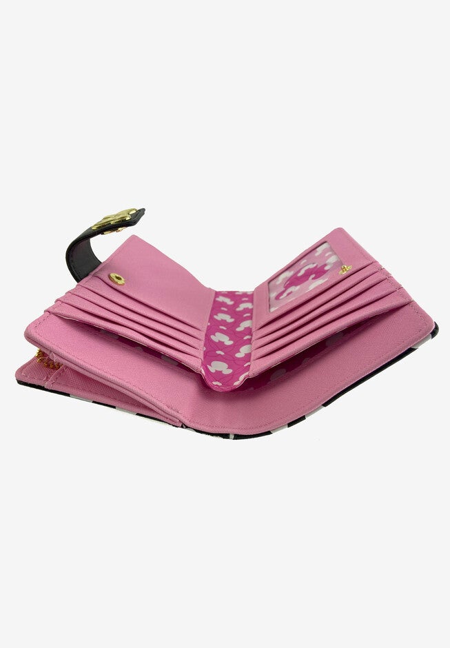 Loungefly X Disney Minnie Mouse Snap Flap Wallet Black Pink Polka Dots, , alternate image number 4
