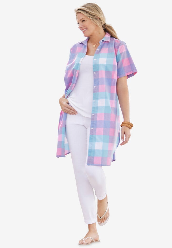 Longer-Length Button-Front Tunic, , alternate image number 3