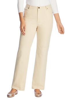 Stretch Denim Wide-Leg Five-Pocket Jeans
