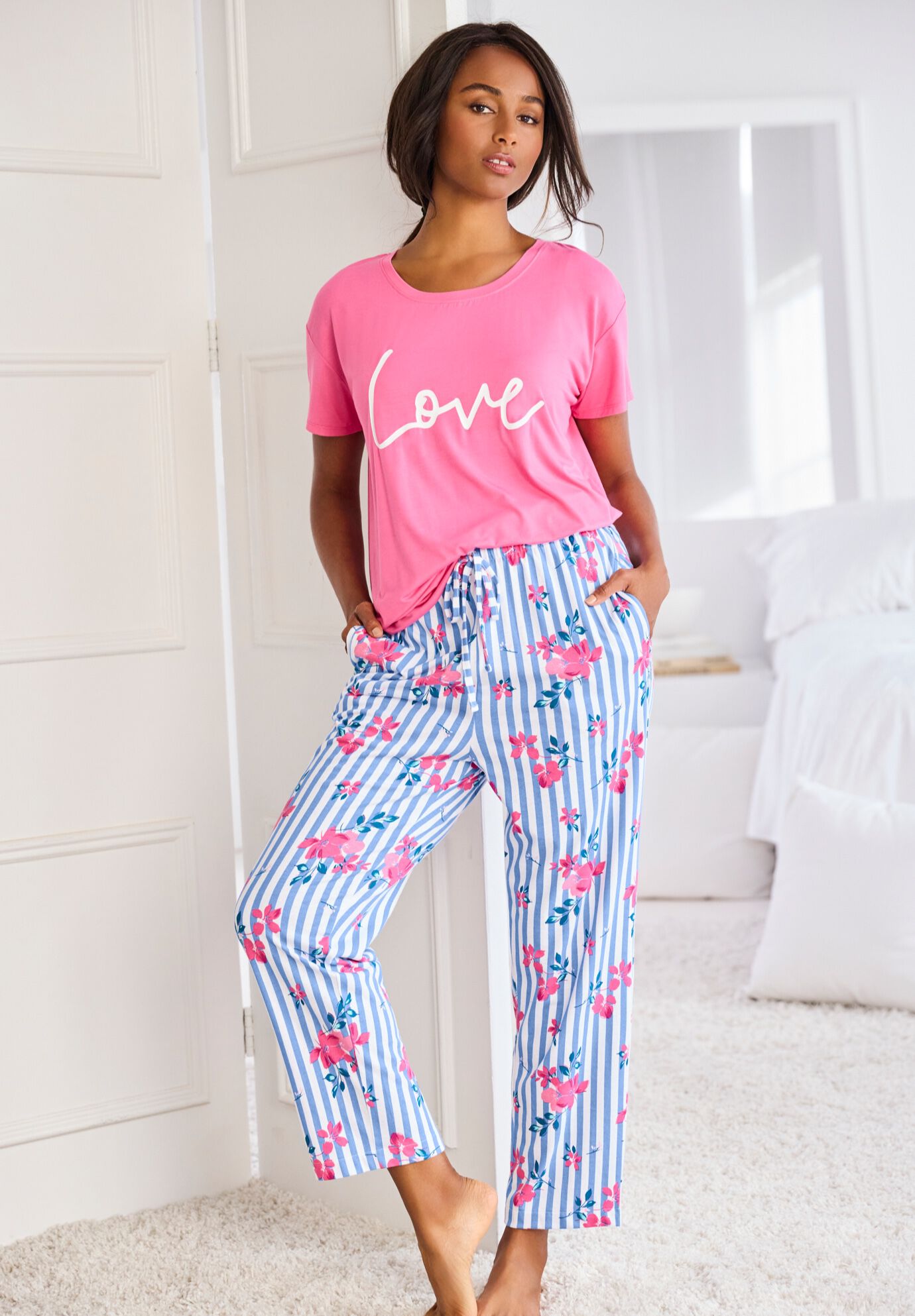 Woman within shop pajama pants