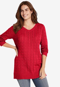 Cable Knit V-Neck Pullover Sweater