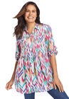 Pintucked Print Tunic Shirt, , on-hover image number null
