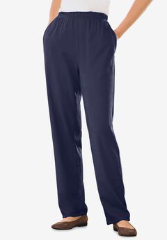 7-Day Straight-Leg Elastic-Waist Stretchy Knit Pant