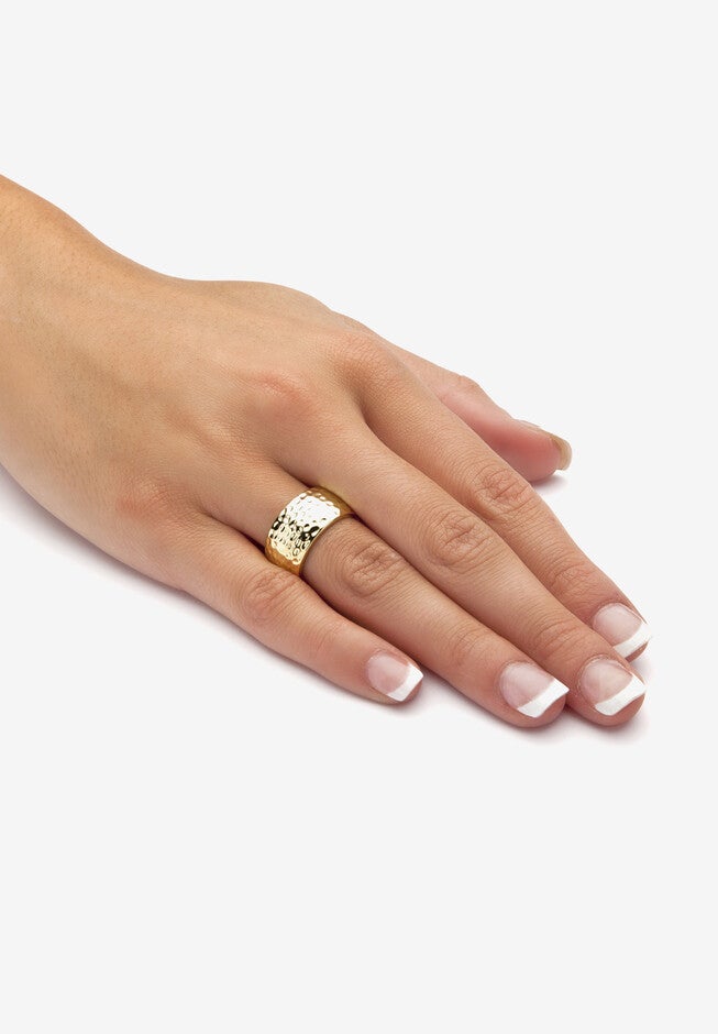Hammered Style Ring in Yellow Goldplate (10mm), , alternate image number 2