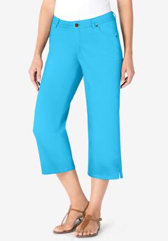 Stretch Denim Five-Pocket Capri Jeans