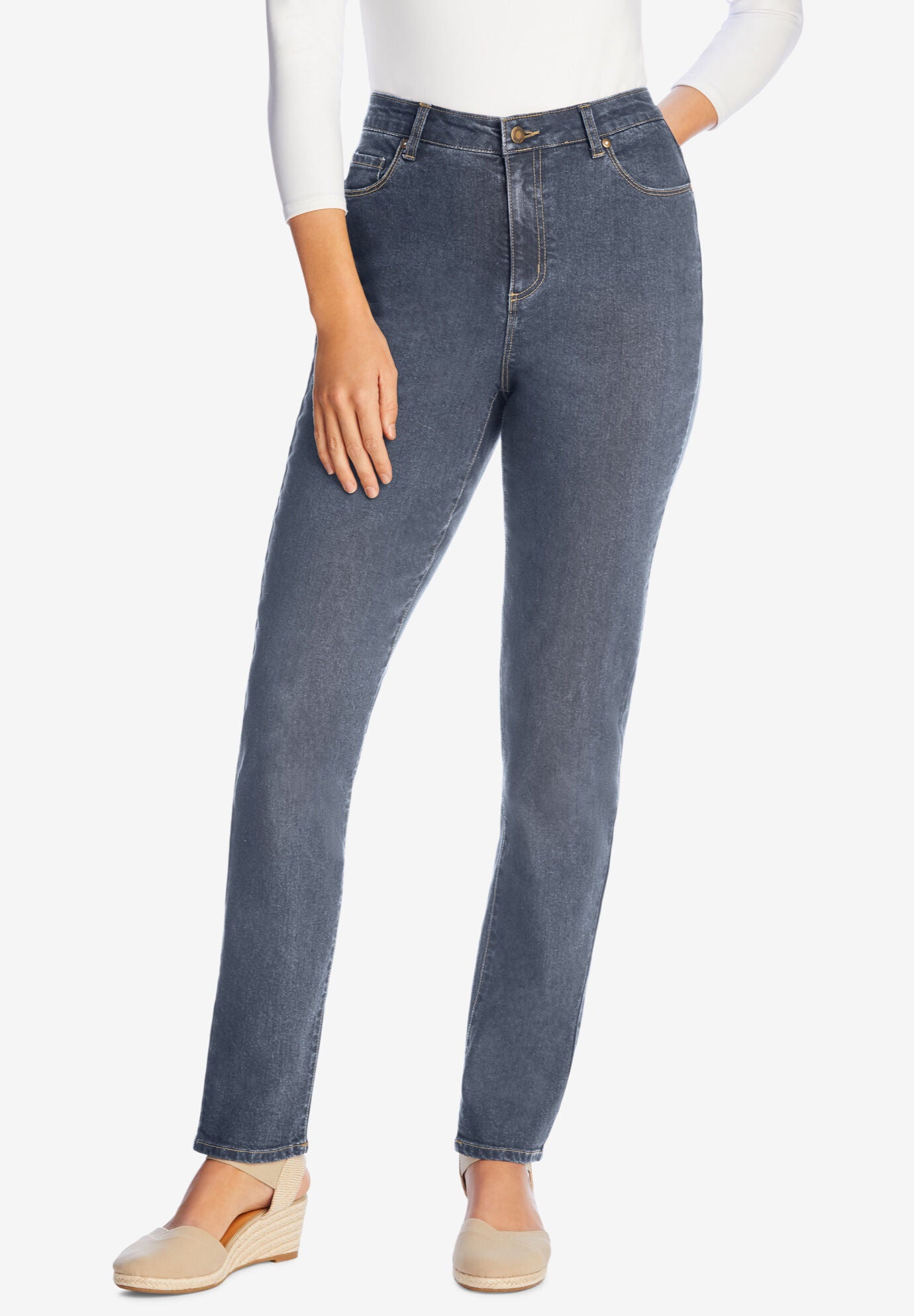 Sateen roma rise outlet straight leg jeans